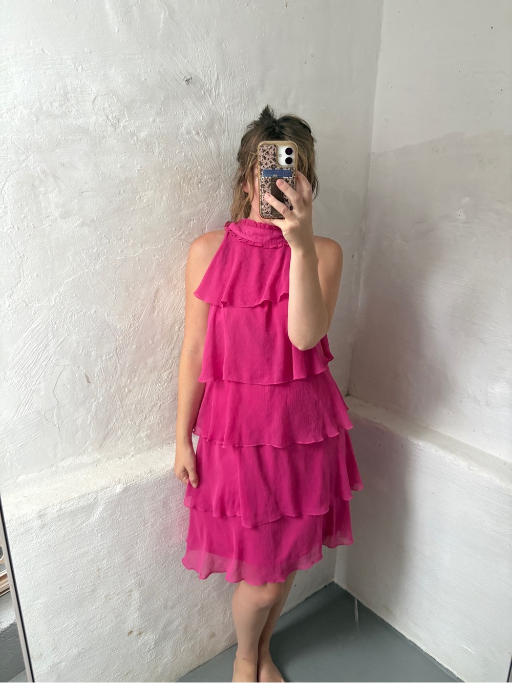 Fuscia pink woman’s ruffled essentials dress - Picture 8 of 10